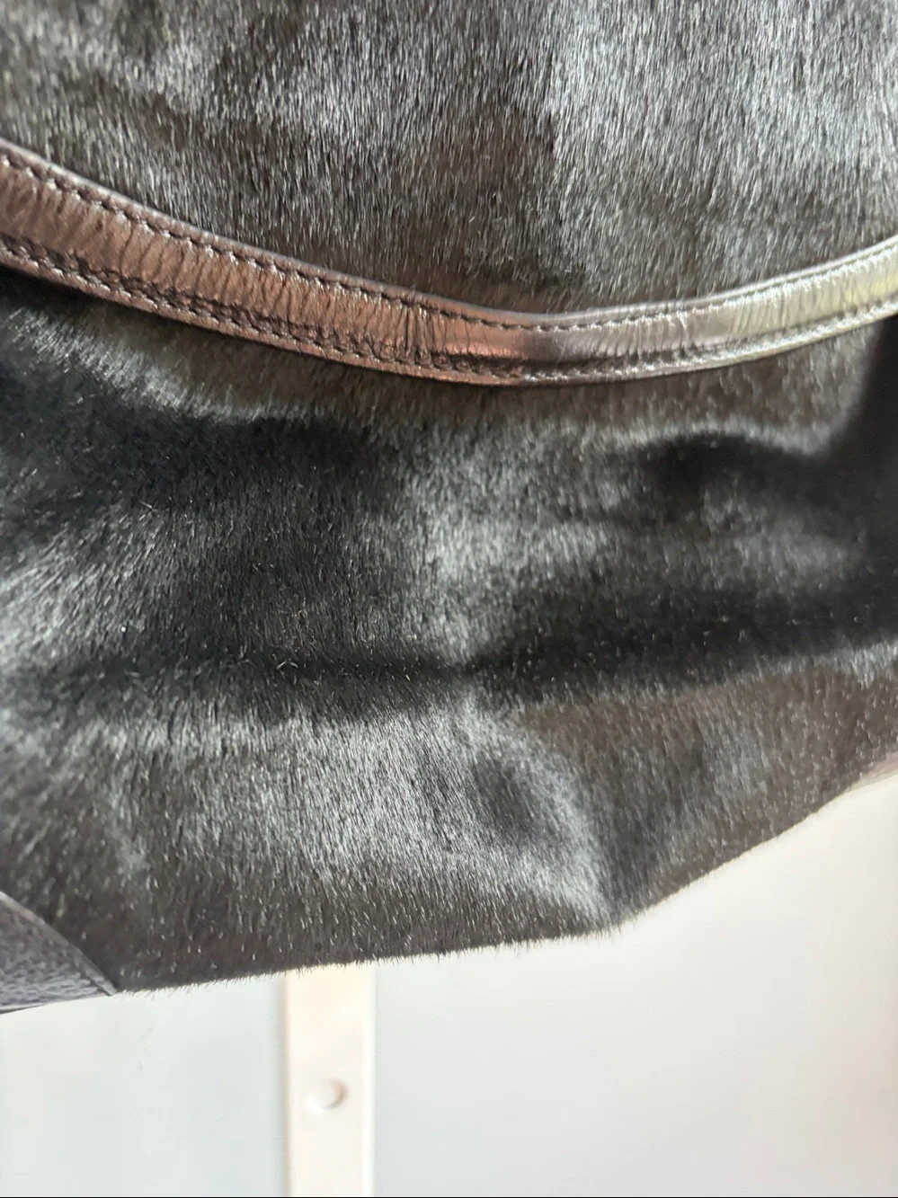 DKNY Y2K Black Leather & Haircalf Shoulder Bag